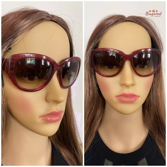 Auth LOUIS VUITTON Fuchsia Glitter Acetate Obsession Cat Eye Sunglasses Z0626W main image 12